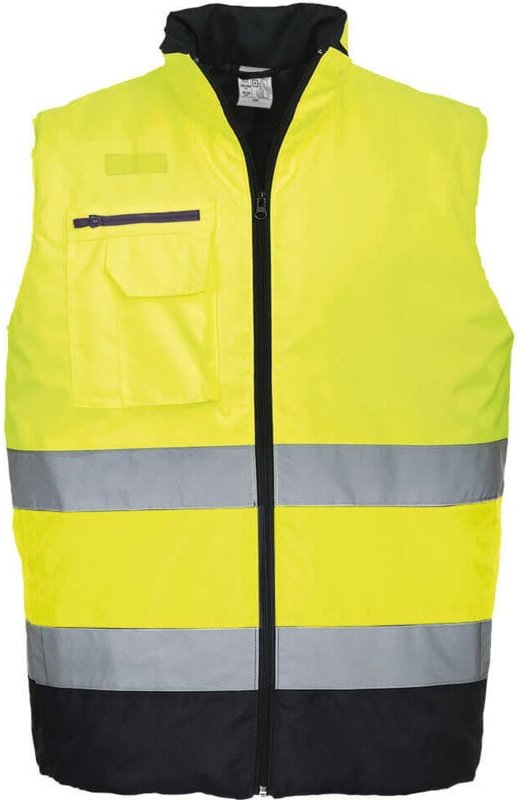 Hochsichtbarer Weste Bodywarmer Gelb/Navy L