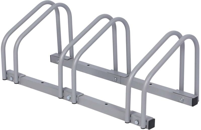 Wiltec - Fahrradständer für 3 Fahrräder 70,5x33x27cm grau pulverbeschichteter Stahl und für Bodenmontage geeignet Reihen...