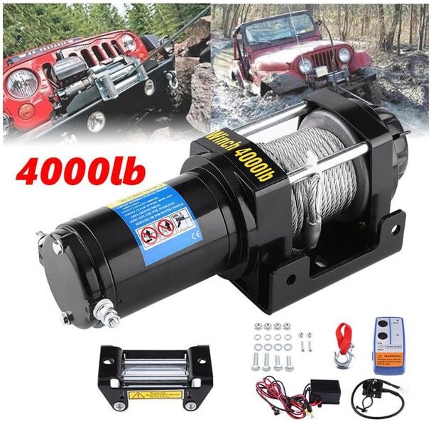 Thumbnail - Elektrische Seilwinde dc 12 v 4000LBS Seilzug Hebezug Stahlkabel 15 m Kabellose Fernbedienung Elektrische Winde für Anhn...