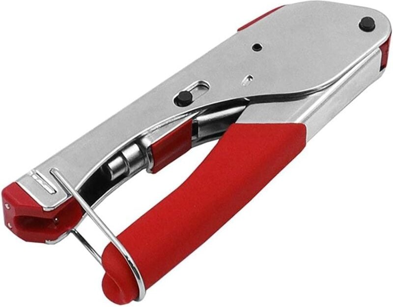 Aougo - Crimpzange, Koaxialkabel-Crimpwerkzeug-Set, F-Typ-Kompressions-Crimpzange, Rg59, Rg6-Stecker und rotierender Koa...