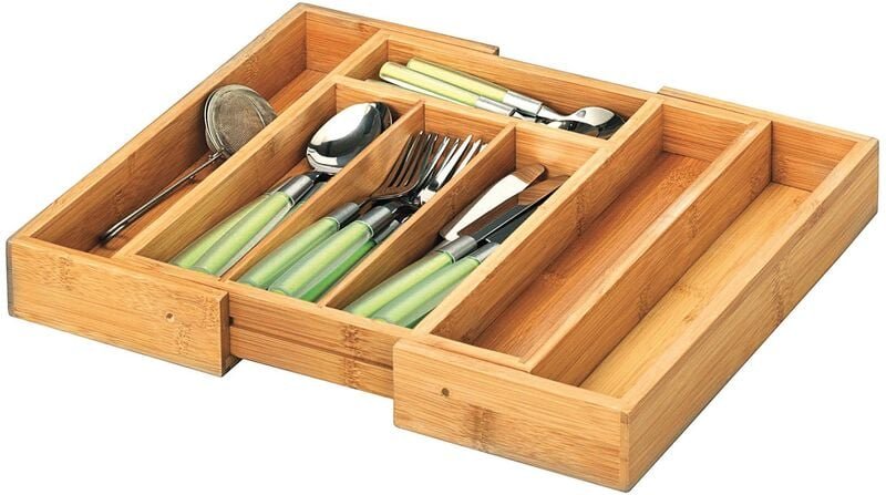 Besteckkasten Bamboo ausziehbar 5 - Fächer 28,5-40x33x5cm natur