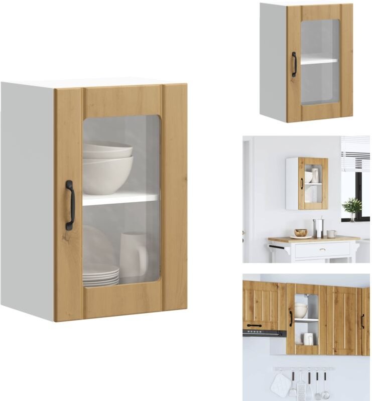 Küchen-Hängeschrank mit Glastür Lucca Artisan-Eiche - Küchen-Wandschrank - Küchen-Wandschränke - Wandschrank Küche - Küc...