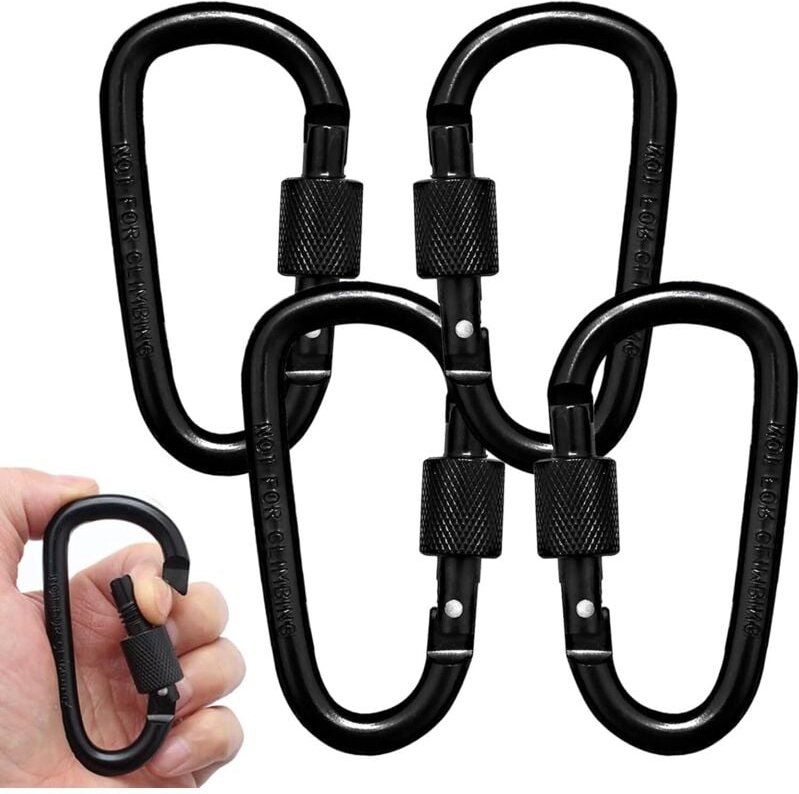 Thumbnail - 4-teiliger Verschlusskarabiner, D-Ring-Verschlusskarabiner aus Aluminiumlegierung, taktischer Karabiner, Schlüsselanhäng...
