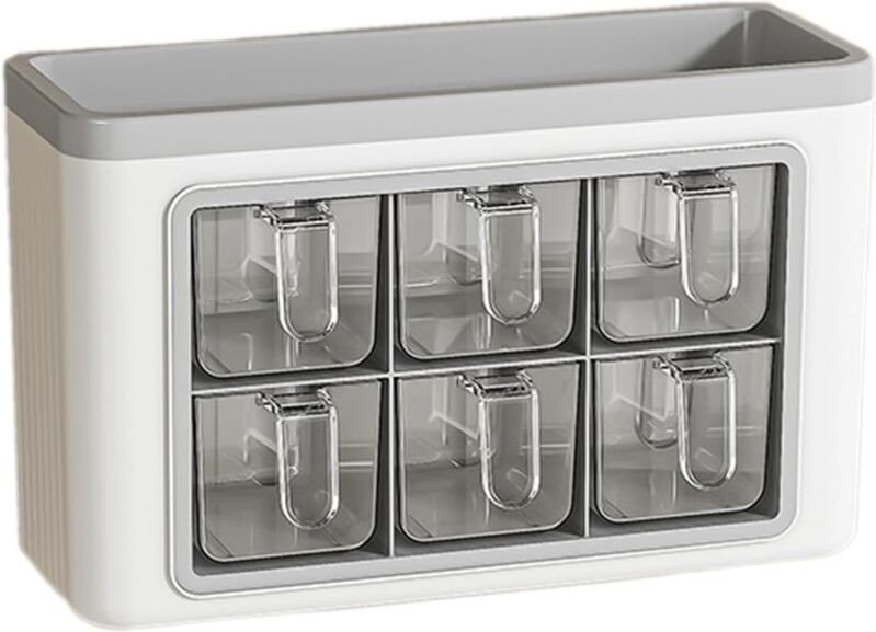 Sollbry - Gewürzbox-Set, transparente Salzgläser, Gewürzdosen für wandmontierte Küchengewürzbehälter, Vorratsdosen