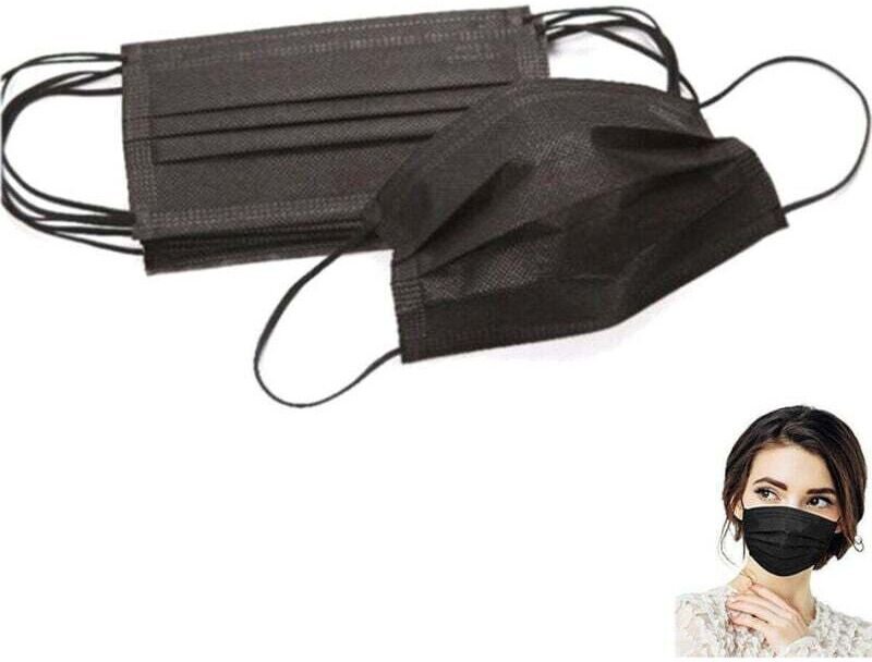 Schwarze chirurgische Einweg-Schutzmasken in tnt - - Ymyny
