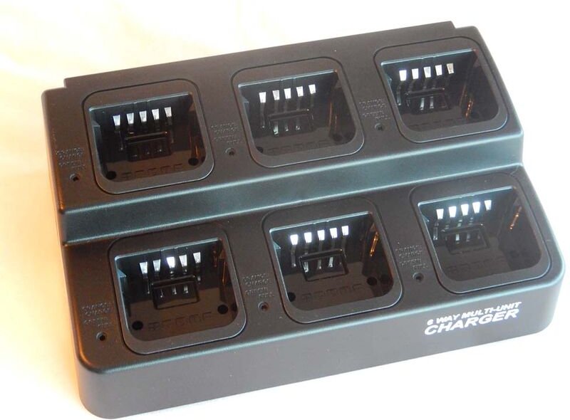 vhbw 6-fach Ladegerät kompatibel mit Icom IC-F11, IC-F11BR, IC-F11S Funkgerät-Akkus - Ladestation + Stromkabel, 8 - 15 V