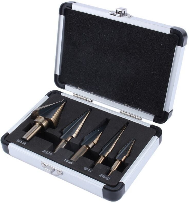 Ej.life - Stufenbohrer, 50-tlg. Classic Titan-Stufenbohrersatz Stufenbohrer für Metall, 3-seitiger Schaft/Sechskantschaf...