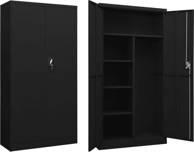 Schließfachschrank Schwarz 90x40x180 cm Stahl - Vidaxl