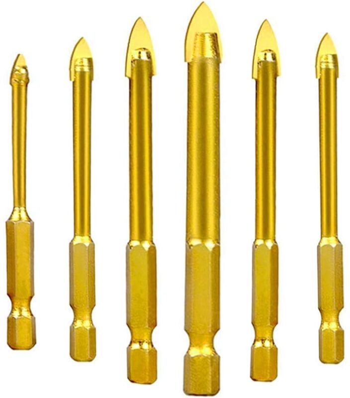 Ersandy - Bohrer aus Wolframstahl, Glas, Keramik, Fliesen, Kristall, mit Sechskantschaft, titanbeschichtet, 3 mm, 4 mm, ...