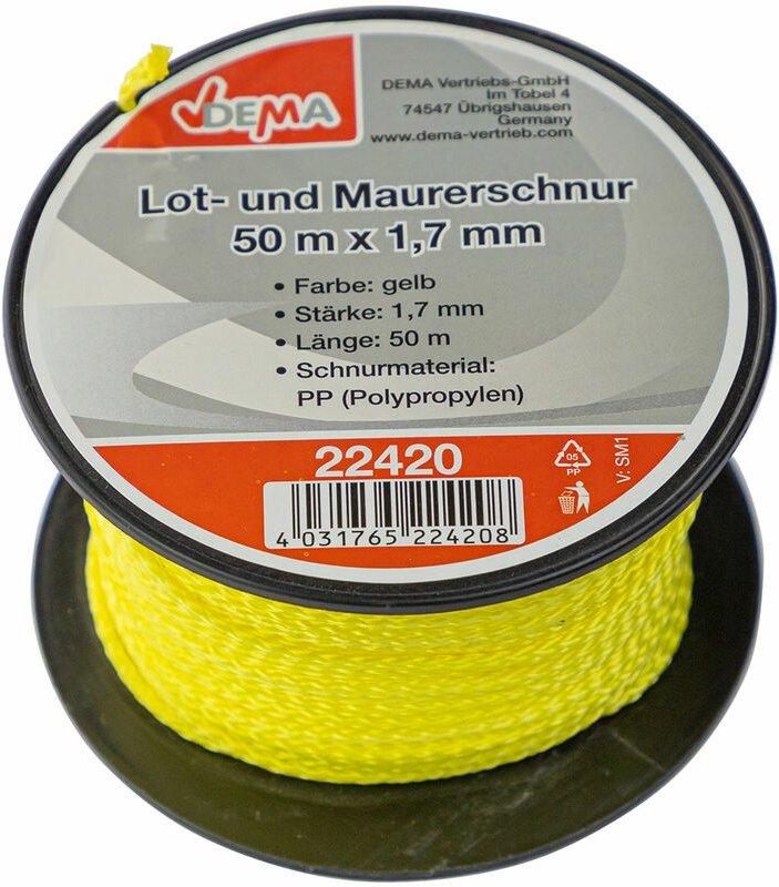 Lot- und Maurerschnur 50m x 1,7mm pp gelb