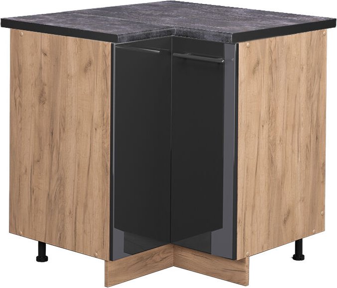 Eckunterschrank Fame-Line, Anthrazit Hochglanz, 80.5 cm, AP Anthrazit, Vicco