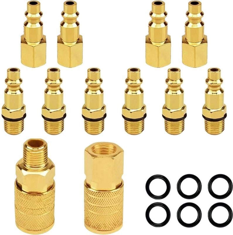 12 Stück Luftkompressor-Anschlüsse, pneumatische Kupplung 1/4 Zoll npt (amerikanische pneumatische Schnellkupplung), Luf...