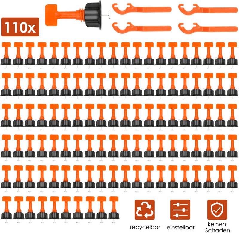 Tolletour - Nivelliersystem Fliesen Level Wiederverwendbar Fliesen Verlegehilfe Fliesenkeile Kunststoff Bodenbelag Flies...