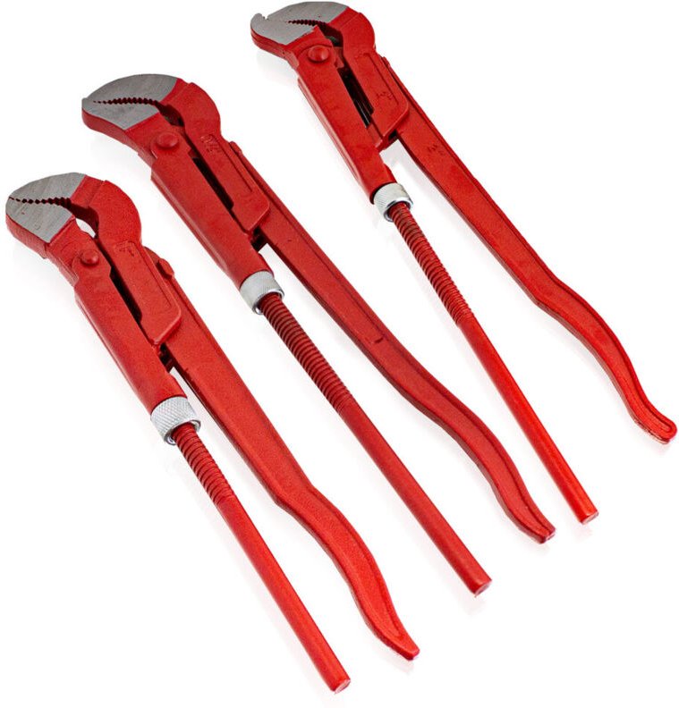 S-Maul Rohrzange Wasserpumpenzange Klempner Zange Eckrohrzange verstellbar (3er Set ( 1 / 1,5 / 2 Zoll )) - Bituxx