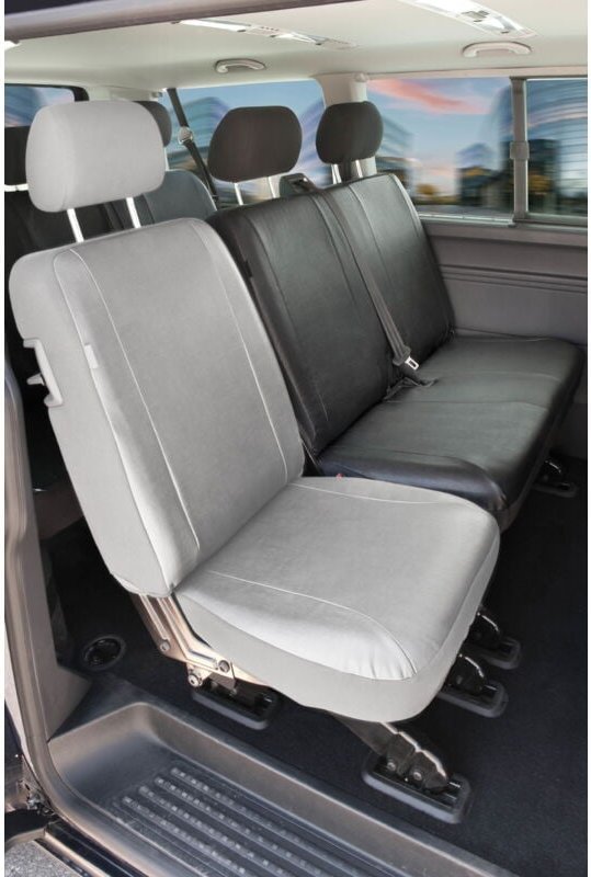 Passform Sitzbezug aus Kunstleder kompatibel mit VW T5, Doppelbank hinten