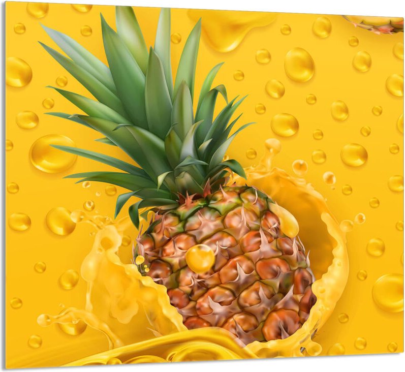 GLASPLATTE FÜR KÜCHE 65x60 Ananas