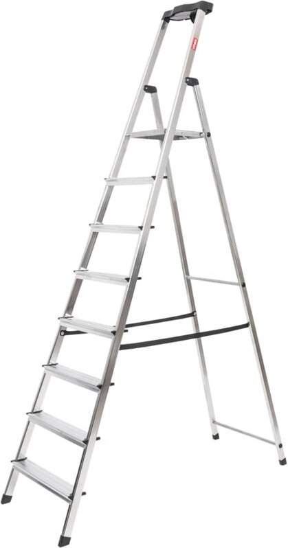 Stufen Stehleiter 8 Stufen einseitig begehbar, Alu-Sicherheits-Stehleiter, Mehrzweckleiter - Stier