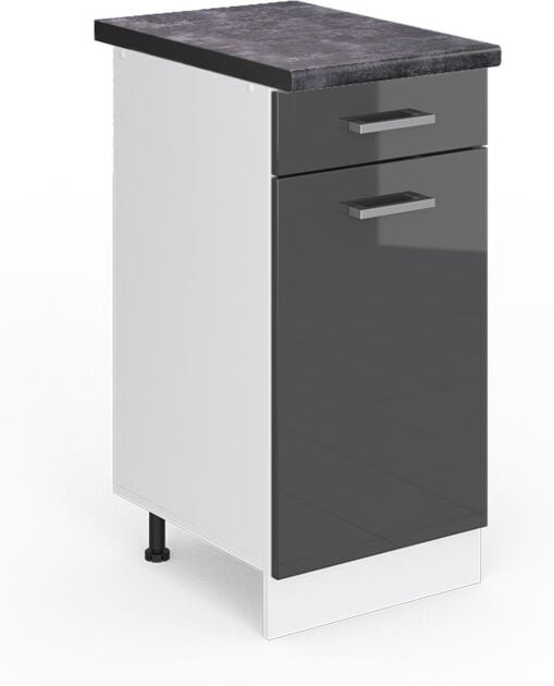 Vicco - Küchenunterschrank R-Line, Anthrazit Hochglanz, 40 cm , ap Anthrazit