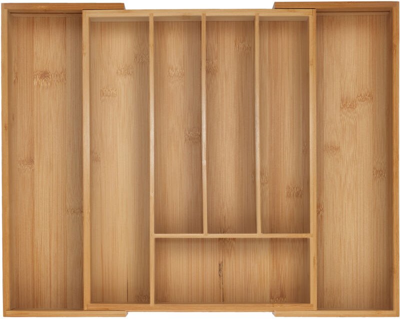 Relaxdays - Besteckkasten, 5–7 Fächer, ausziehbarer Besteck Schubladeneinsatz, HxBxT: 5 x 29,5-47,5 x 38 cm, Bambus, nat...