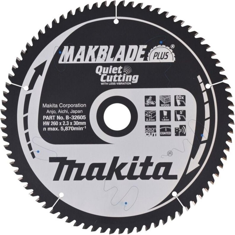 Sägeblatt makblade+ 260x30x80Z, 2,3 mm - Makita