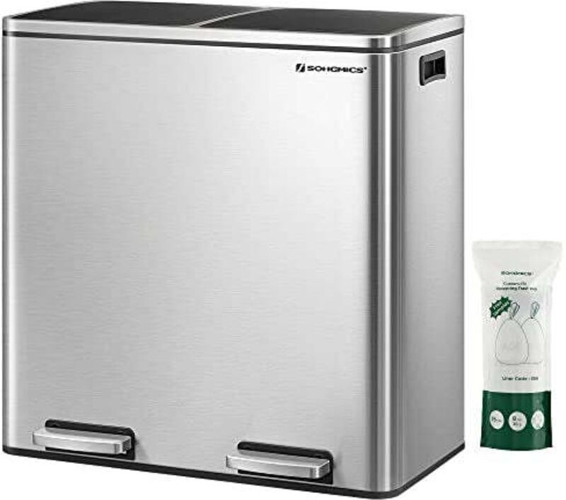 Treteimer mit zwei fachern und soft close deckel