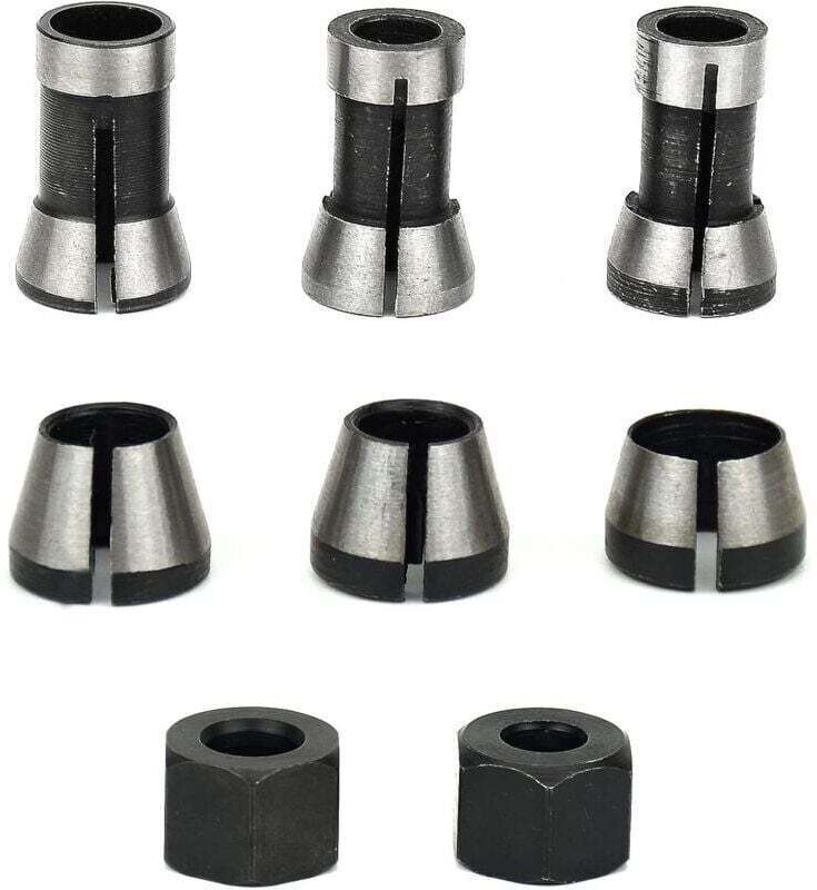 Fräsfutter – 6er-Set, Bündigfutter-Spannzange (6 mm, 6,35 mm, 8 mm), Oberfräsen-Spannzange, Spannzangenadapter