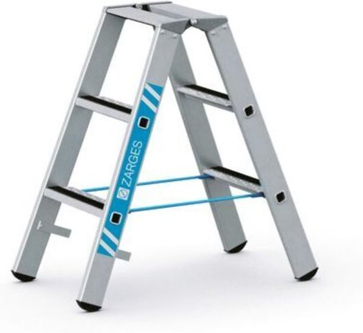 Zarges gebördelte Stufen-Stehleiter R13step-B eloxiert 2x3 Stufen