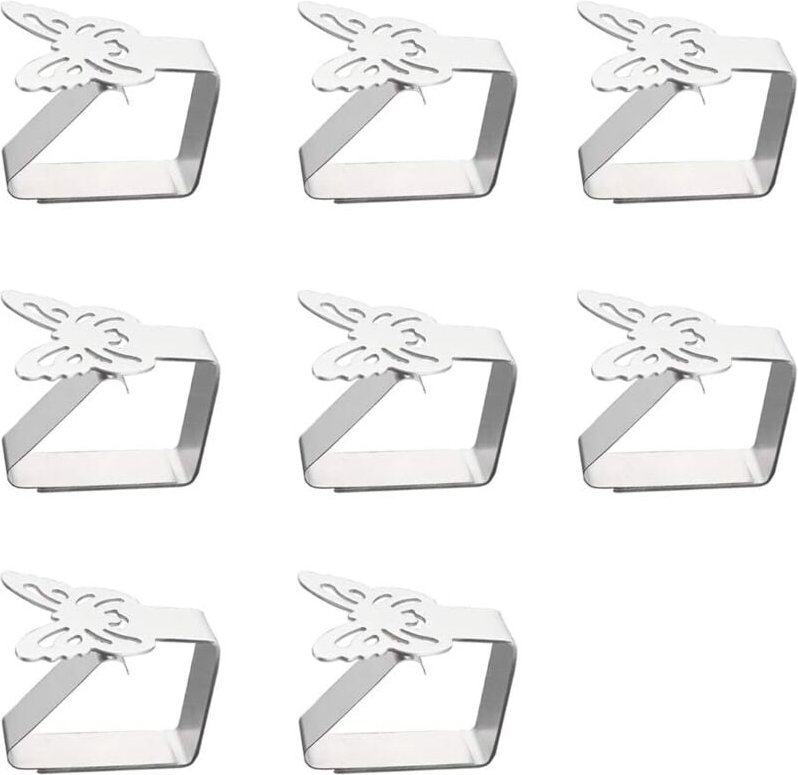8 Tischdecken-Aufhänger aus Edelstahl, Klemmhalter, Schmetterlings-Tischdecken-Clip, Tischdeckenhalter, Tischstärke über...