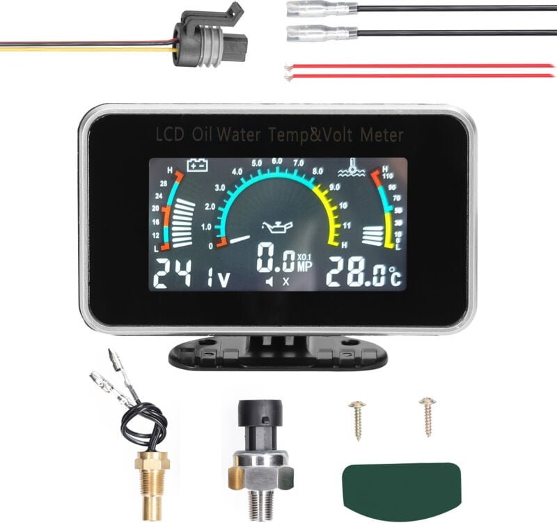 Ej.life - 9V-36V dc 3 in 1 Auto lcd Digital Instrument Panel Öldruckanzeige Voltmeter Tankanzeige Wassertemperaturanzeig...