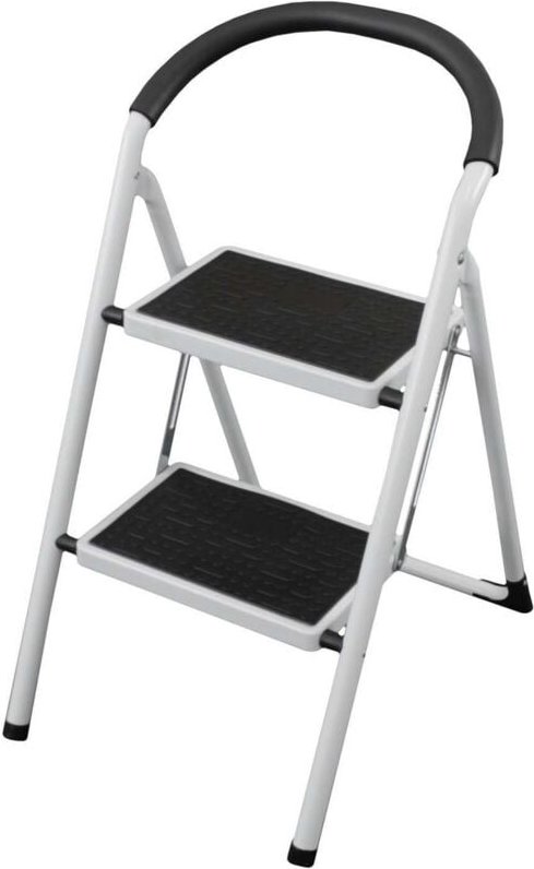 International Klapptrittleiter 2-stufig weiß mit Kunststoff-Auflagen - Haushalt