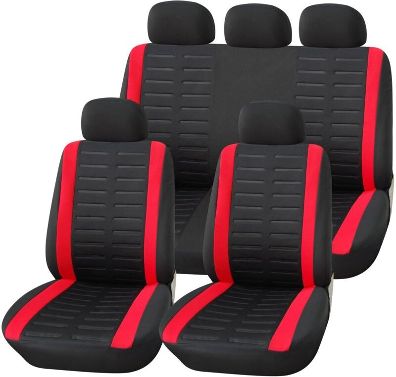 Thumbnail - Universal Autositzbezüge Schwarz Rot Universal Autositzbezug-Set Vorder- und Rücksitzbezüge Innenraum-Zubehör-Gadget