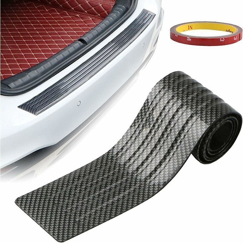 Universeller Gummi-Stoßstangenstreifen aus Kohlefaser, Türschwellenschutzaufkleber (90 cm)