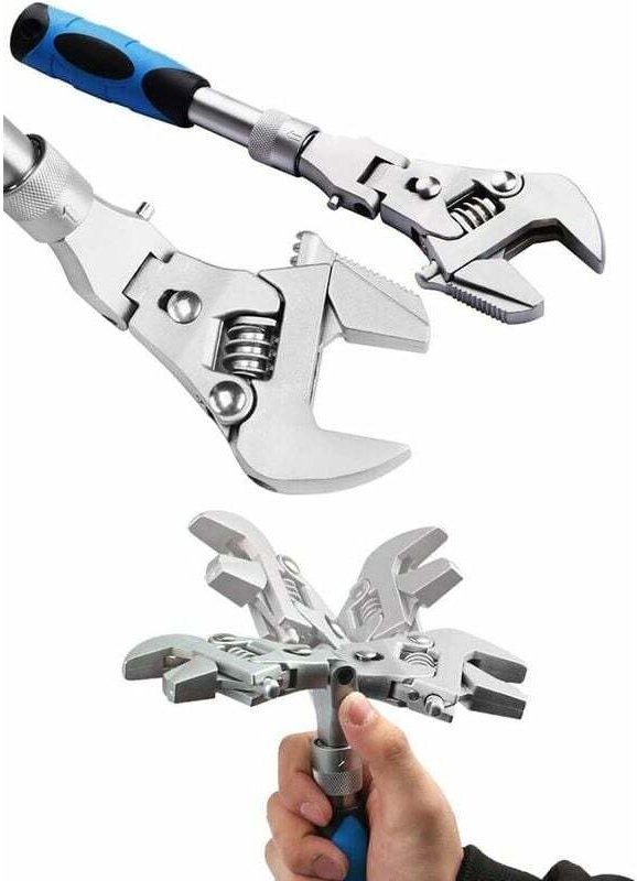 Gabrielle - 10-Zoll-Ratschenschlüssel mit flexiblem Kopf, verstellbarer 5-in-1-Schwenkkopf für die Reparatur von Wasser,...