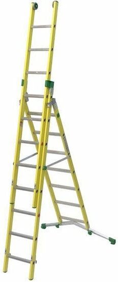 GFK-Elektrikerleiter 10+11+11 Sprossen, zu erreichende Höhe 7.51m - V350-3