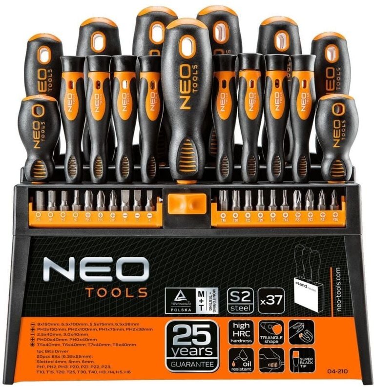 NEO TOOLS Schraubendreher- und Bit-Set 37-teilig - Präzisions-S2-Schraubendreher