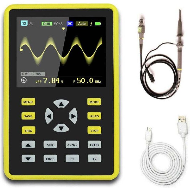 5012H Mini tragbares 2,4-Zoll-LCD-Digitaloszilloskop mit 100 MHz Bandbreite und 500 MS/s Abtastrate