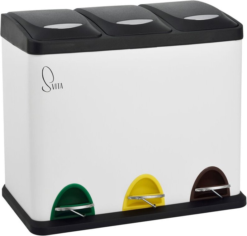 TC3X8 24 l Treteimer Abfalleimer Mülleimer Pulverbeschichteter Stahl Weiß - Svita