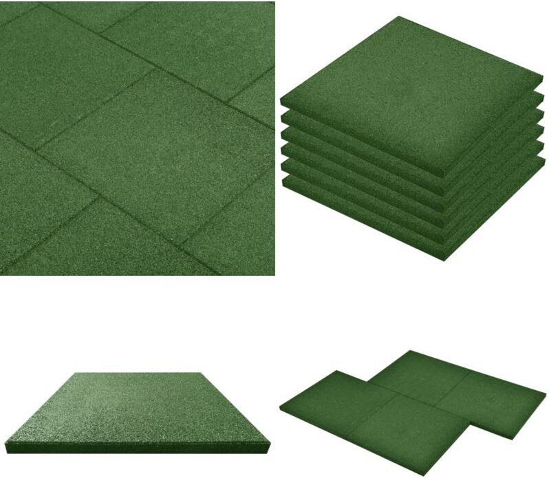 Fallschutzfliesen 6 Stk. Gummi 50 x 50 x 3 cm Grün - Fallschutzmatte - Gummigummi - Spielbereich - Kinderzimmer - Garten...