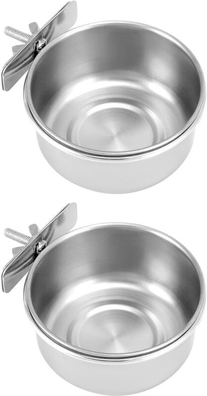 2er-Pack hängende Futternäpfe für Vögel aus Edelstahl, Vogelkäfig-Zubehör, Rattenkäfig-Zubehör (10 x 4,5 cm)