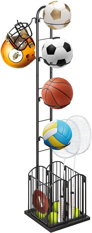 Haloyo - Basketball-Ball-Aufbewahrungsregal, Sportgeräte Aufbewahrung,Ball und Zubehör Rolling Organizer,Sportgeräte-Org...