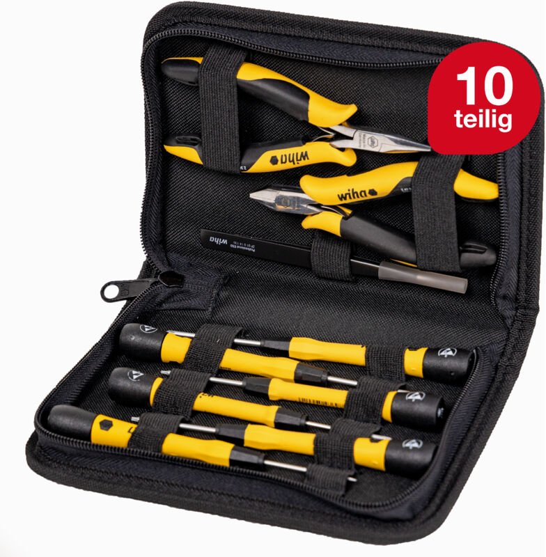Werkzeug Set esd 10-tlg. inkl. Tasche i sicheres Arbeiten an empfindlichen elektronischen Bauteilen i Zangen, Schraubend...