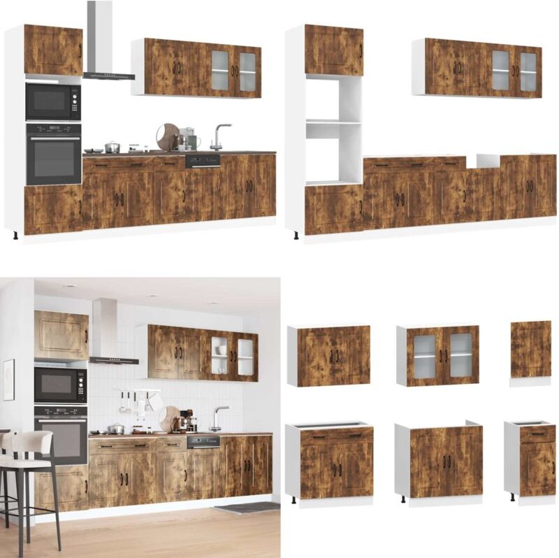 Vidaxl - 7-tlg. Küchenschrank-Set Kalmar Räuchereiche Holzwerkstoff