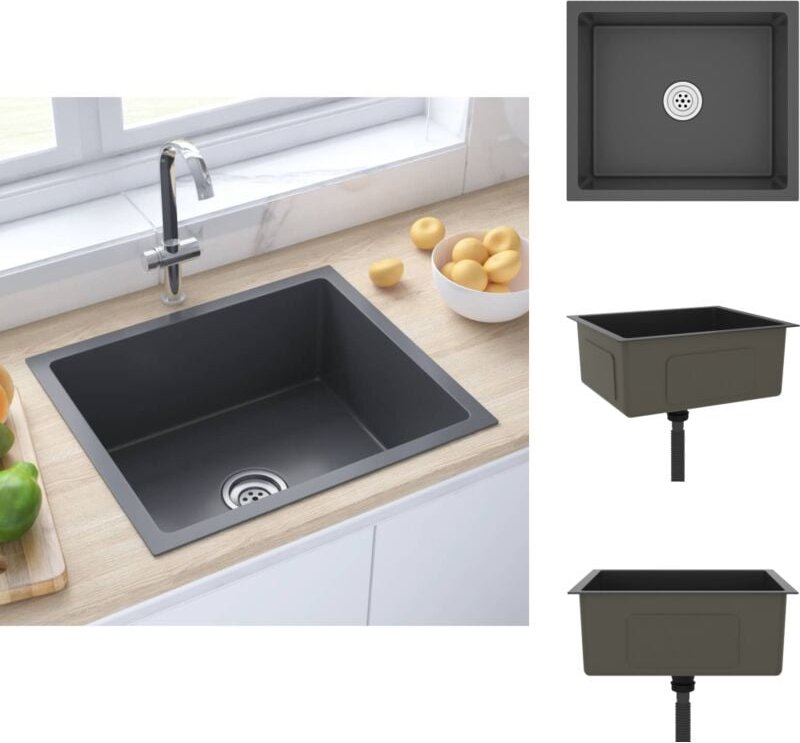 Küchenspülen & Spülbecken - Living Handgemachte Einbauspüle Schwarz Edelstahl - Schwarz