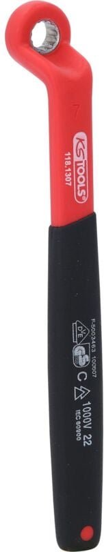 Isolierter Ringschlüssel, gekröpft, 7 mm