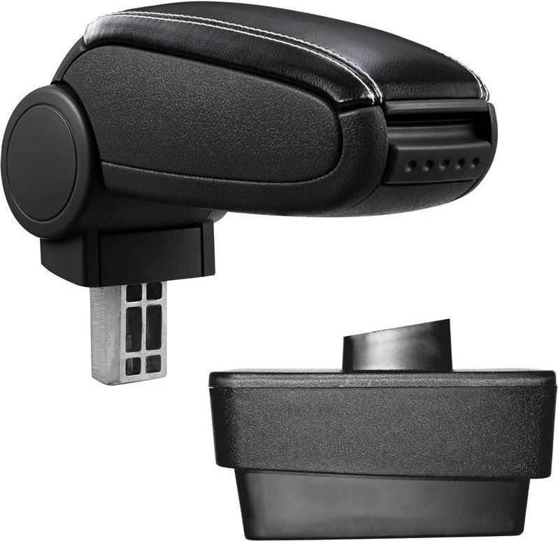 Pro.tec - Mittelarmlehne Skoda Fabia iii mit Staufach Kunstleder Schwarz mit weißen Nähten