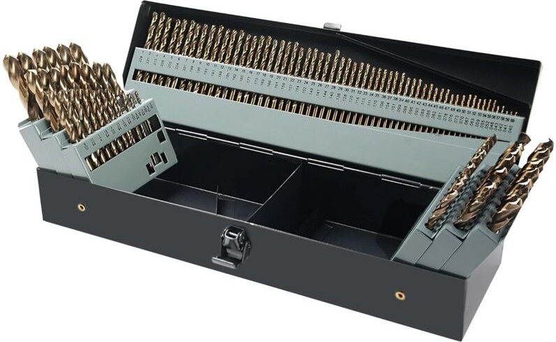 Kobalt-Bohrer-Set, 115-teilig, M35-Schnellarbeitsstahl für gehärtete Metalle, Edelstahl, Gusseisen, Holz und Kunststoff,...
