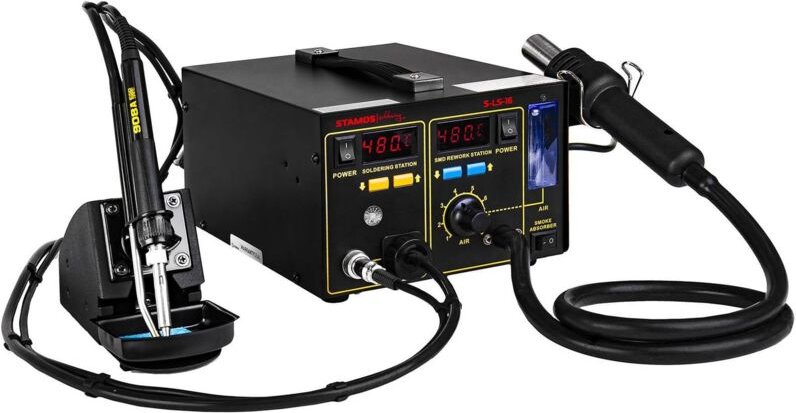 Stamos - Lötstation Lötkolben Entlötstation smd Rework Station esd Lötrauchabsaugung 720W