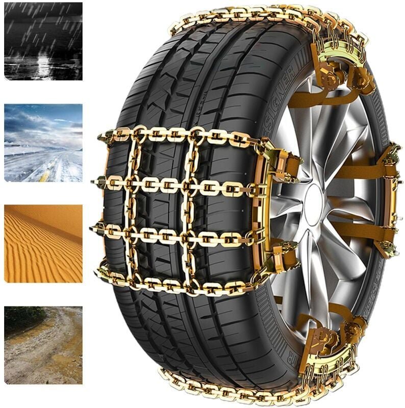 Thumbnail - Schneekette, Autoreifen-Schneekette, SUV-Fahrzeug, Notfallschlamm, Edelstahl, Anti-Rutsch-Gurt – 1 Stück, 215–285 mm