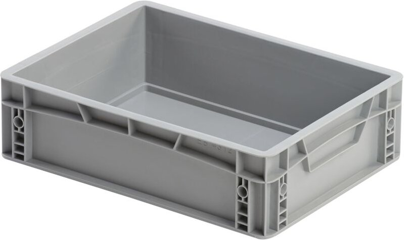 Eurobox 40x30x12 in Grau - Aufbewahrungsbox ohne Deckel mit Griffe bis 20kg belastbar, Polypropylen