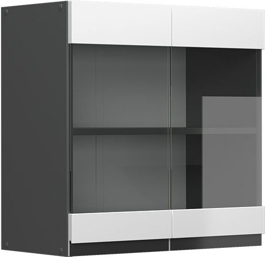 Küchenglasschrank R-Line, Weiß, 60 cm J-Shape, Vicco